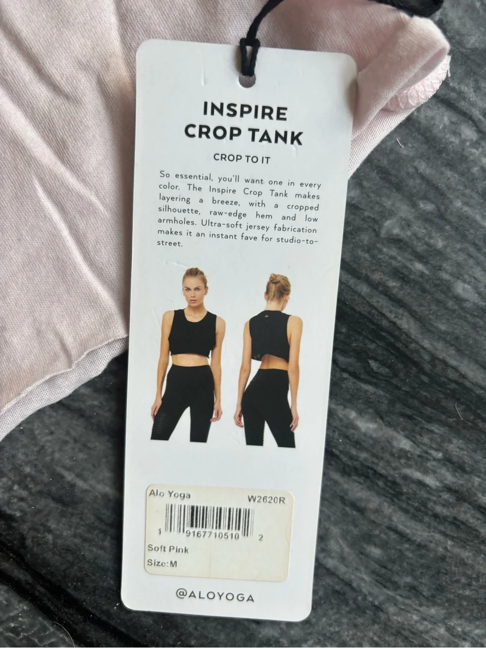 Alo Yoga Inspire Cropped Tank Soft Pink M NWT